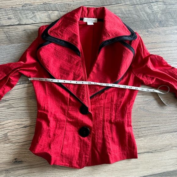 NWT Red Nylon Wired Collar Blazer Small - Picture 8 of 11